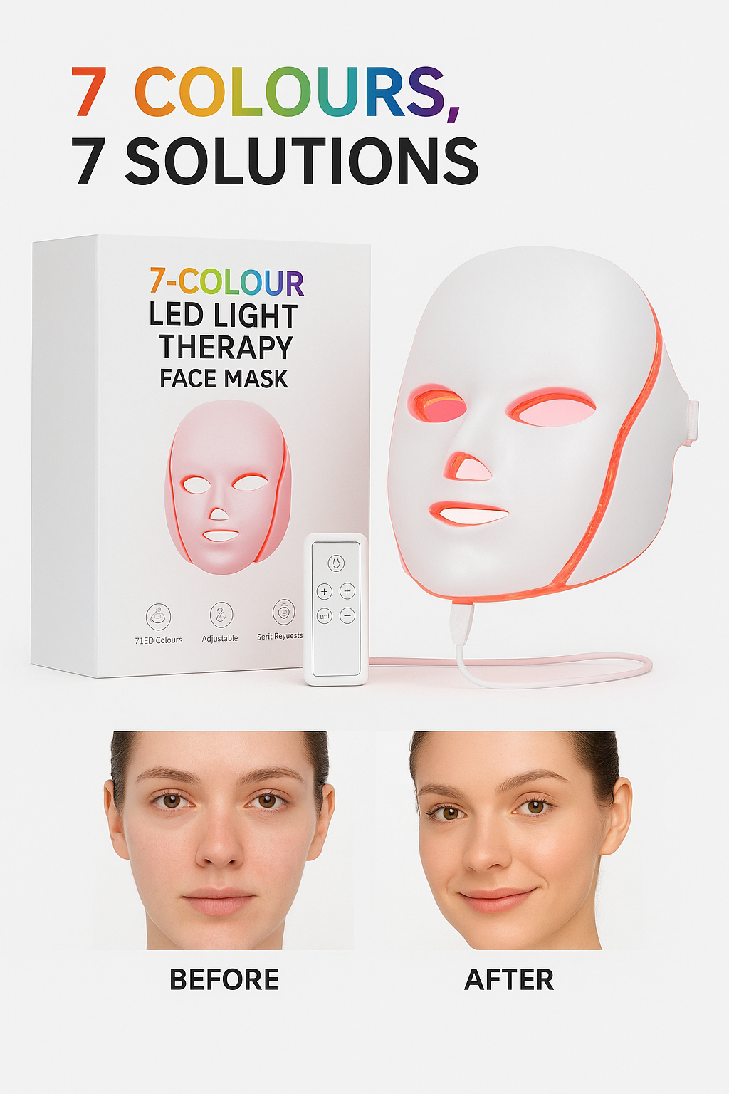 7-Colour LED Light Therapy Face Mask – Rejuvenate, Glow & Restore at Home